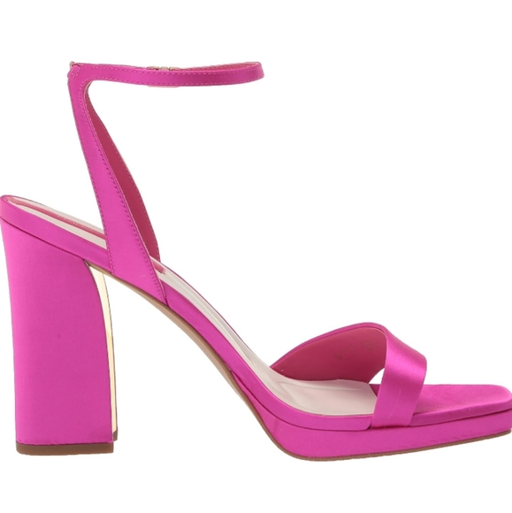 New Franco Sarto Women's Daffy Ankle Strap Sandal Heels Bright Pink Satin Size 9 - Picture 2 of 13